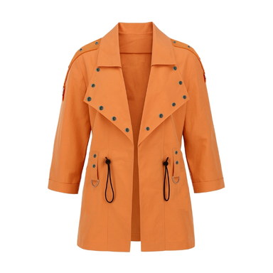 بارانی زنانه طرح پانچ دار رنگ نارنجی