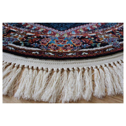 فرش ماشینی مدل بیضی طرح ناردون زمینه سرمه ای