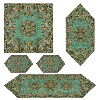 ست 5 تکه رومیزی ترمه مدل Z-IMA-7123