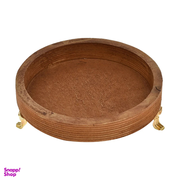 سینی چوبی مدل پایه دار طرح گرد مجموعه 5 عددی