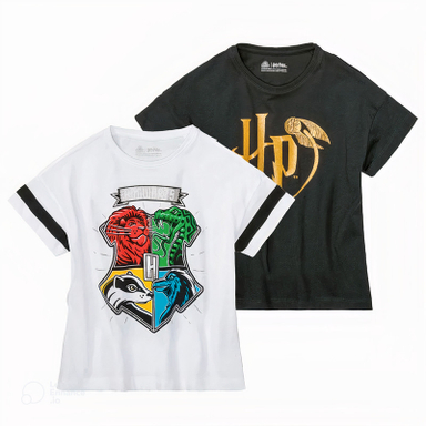 تیشرت آستین کوتاه دخترانه هری پاتر مدل tk-810 مجموعه 2 عددی