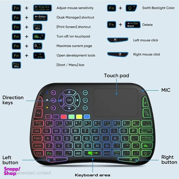 مینی کیبورد و تاچ پد بی سیم پرودو مدل Universal Mini PD-MWKTC-BK