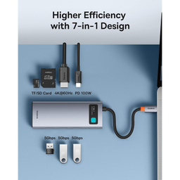 هاب 7 پورت Type-C بیسوس مدل Metal Gleam Series BS-OH146