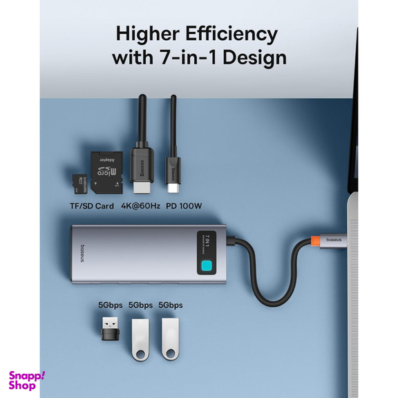 هاب 7 پورت Type-C بیسوس مدل Metal Gleam Series BS-OH146