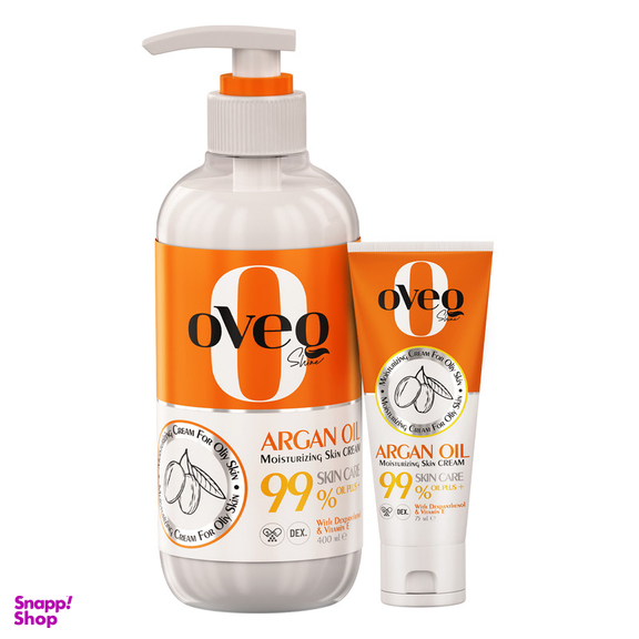 کرم مرطوب کننده اوک شاین مدل آرگان حجم 400 میلی لیتر به همراه کرم مرطوب کننده اوک شاین کد 02 حجم 75 میلی لیتر