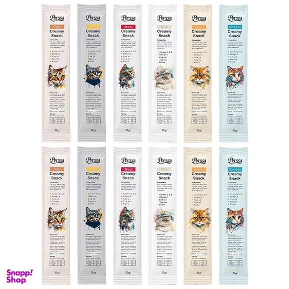 بستنی گربه پرسا مدل Mix وزن 20 گرم مجموعه 12 عددی