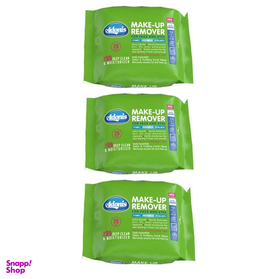 دستمال مرطوب آدونیس مدل 02 سه بسته 20 عددی