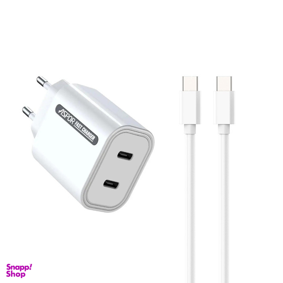 شارژر دیواری 45 وات آسپور مدل A807 به همراه کابل USB-C