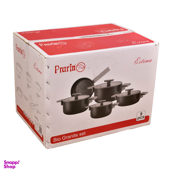 سرویس قابلمه و تابه گرانیتی 9 پارچه پرارین مدل Estima کد 4323