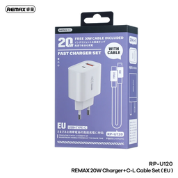 شارژر دیواری 20 وات ریمکس مدل RP-U120 EU به همراه کابل Lightning به Type-C