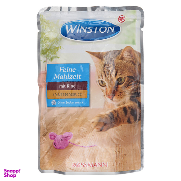 غذای پوچ گربه وینستون مدل گوشت گاو در سس وزن 100 گرم