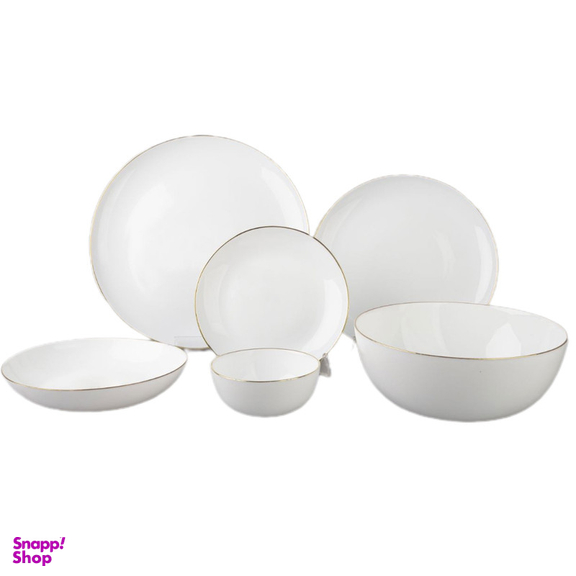 سرویس غذاخوری 26 پارچه گلدن اپال مدل سفید خط طلا