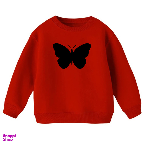 سویشرت دخترانه مدل پروانه رنگ قرمز