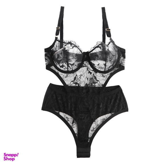 لباس خواب زنانه نوشه پوش مدل توری فنردار کد 90007