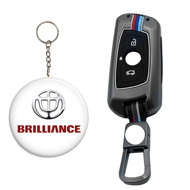 کاور سوئیچ خودرو کالانیکس مدل COV-330-10557 طرح فلزی به همراه جاسوئیچی مناسب برلیانس 330