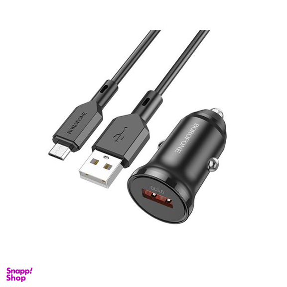 شارژر فندکی بروفون مدل BZ18 QC3.0 18W به همراه کابل تبدیل MicroUSB