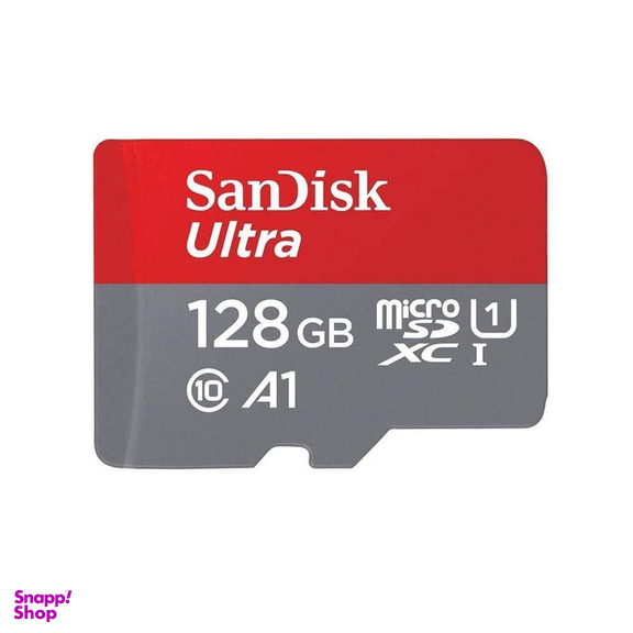 کارت حافظه microSDXC سن دیسک مدل Ultra A1 کلاس 10 استاندارد UHS-I سرعت 100MBps ظرفیت 128 گیگابایت همراه با آداپتور SD