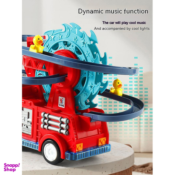 اسباب بازی ناب سل مدل ماشین آتشنشانی متحرک موزیکال به همراه سرسره اردک ها