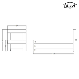 تخت خواب یکنفره اعیان مدل FH363 سایز 200×90 سانتی متر