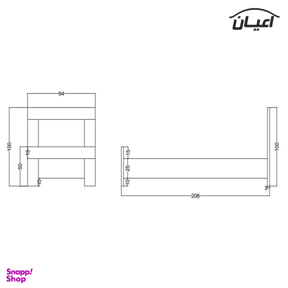 تخت خواب یکنفره اعیان مدل FH363 سایز 200×90 سانتی متر