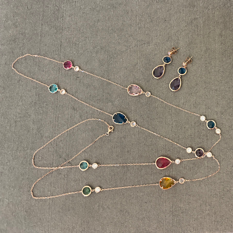 نیم ست نقره زنانه گیرا مدل Stone کد G999