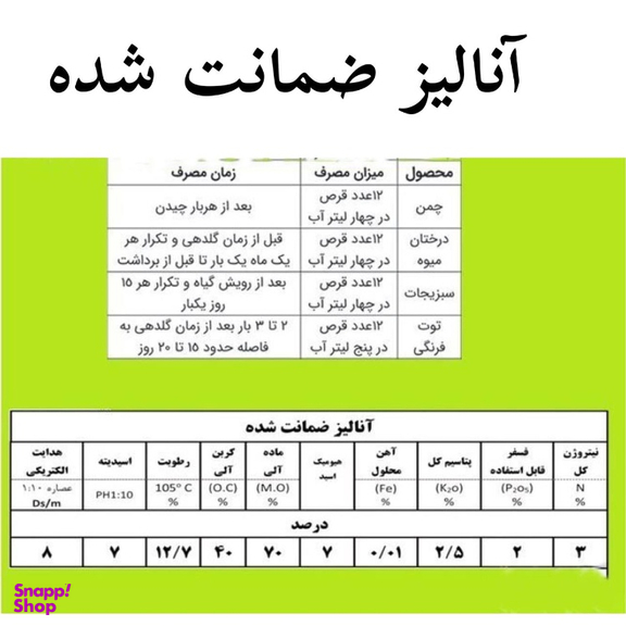 قرص کود گیاهی کد 001 بسته 120 عددی