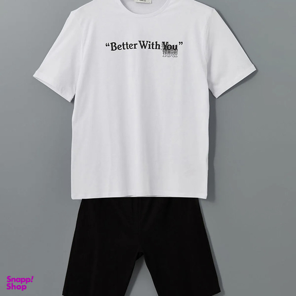 ست تیشرت آستین کوتاه و شلوارک راحتی مردانه ال سی وایکیکی مدل FULL-Pamuk