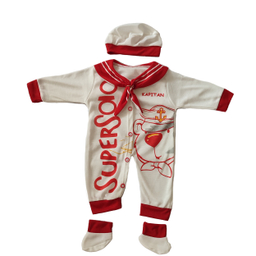 ست سرهمی و کلاه نوزادی مدل ملوانی کد 02