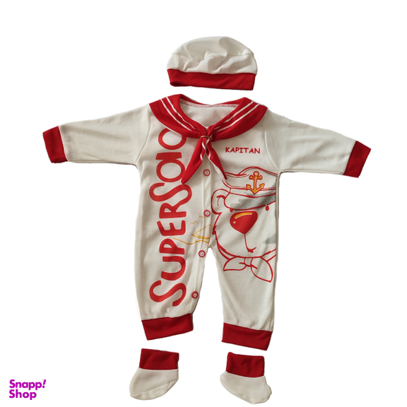 ست سرهمی و کلاه نوزادی مدل ملوانی کد 02