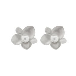 گوشواره نقره زنانه مدل نیلوفر مروارید کد 332