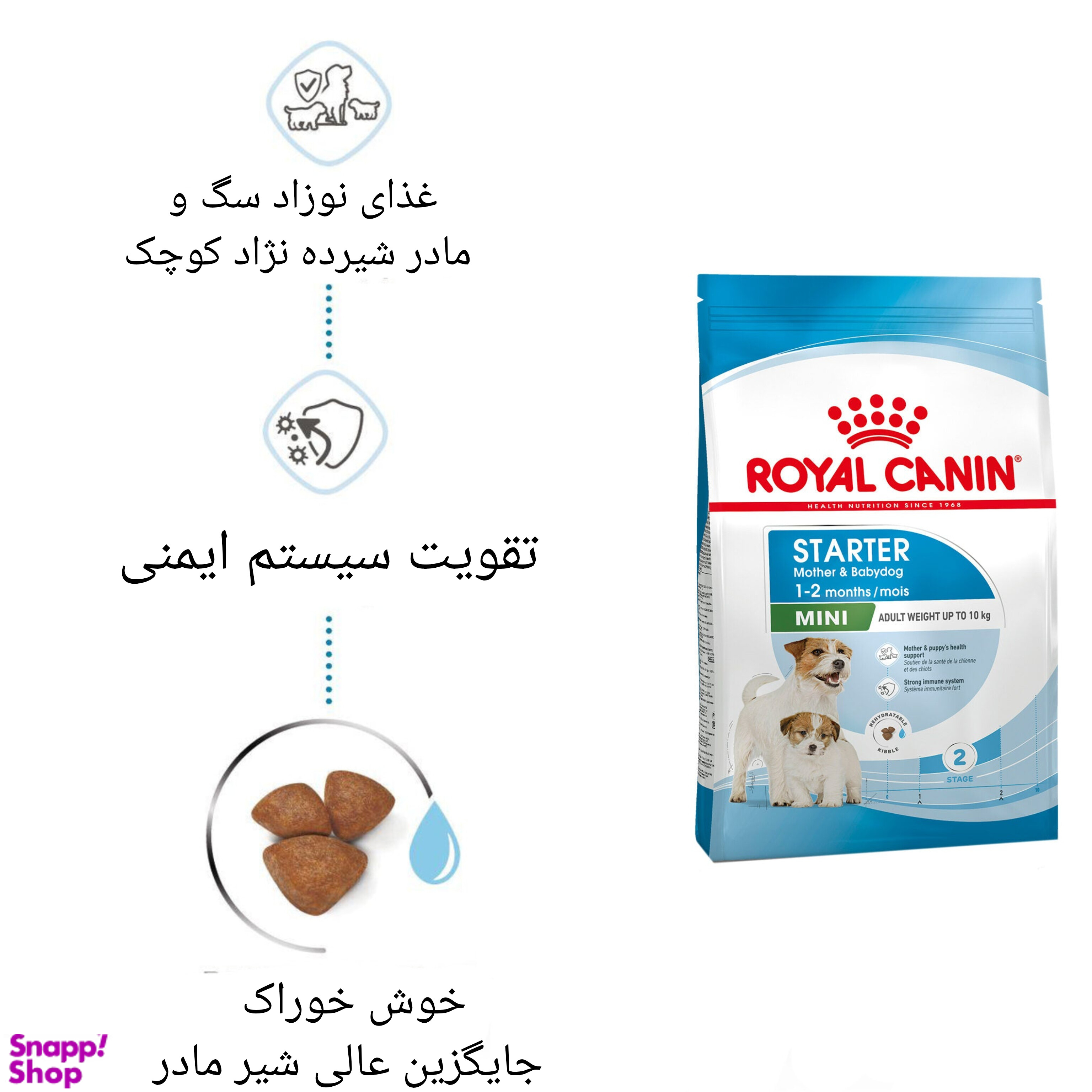 غذا خشک توله سگ رویال کنین مدل مینی استارتر وزن 4 کیلوگرم