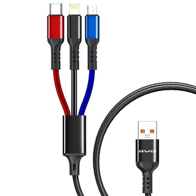 کابل دیتا و شارژ USB به Lightning / Type-C / Micro-USB اوی مدل CL-971 طول 1.2 متر