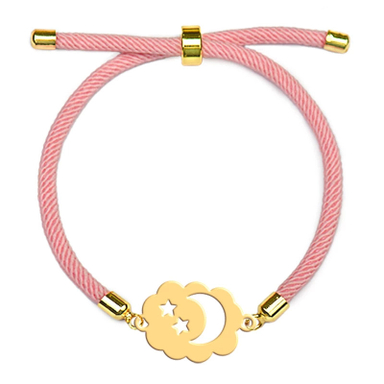 دستبند طلا 18 عیار دخترانه وی وی گلد گالری مدل ابر و ماه کد PS2194