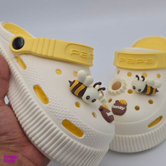 صندل بچگانه پاپا مدل کراکس کد 25335 رنگ کرم زرد