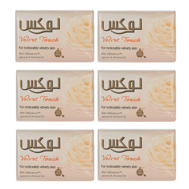 صابون یاس و روغن بادام لوکس مدل Velvet Touch وزن ۹۰ گرم بسته 6 عددی