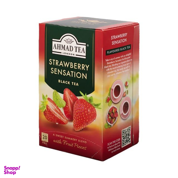 چای کیسه ای احمد با طعم توت فرنگی بسته 20 عددی