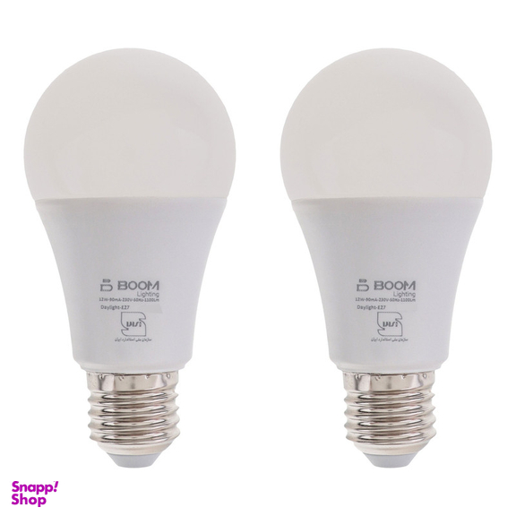 لامپ ال ای دی 12 وات بوم لایتینگ مدل حبابی پایه E27 بسته 2 عددی