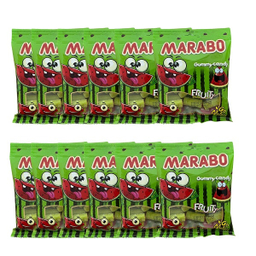 پاستیل لقمه ای هندوانه مارابو وزن 50 گرم بسته 12 عددی