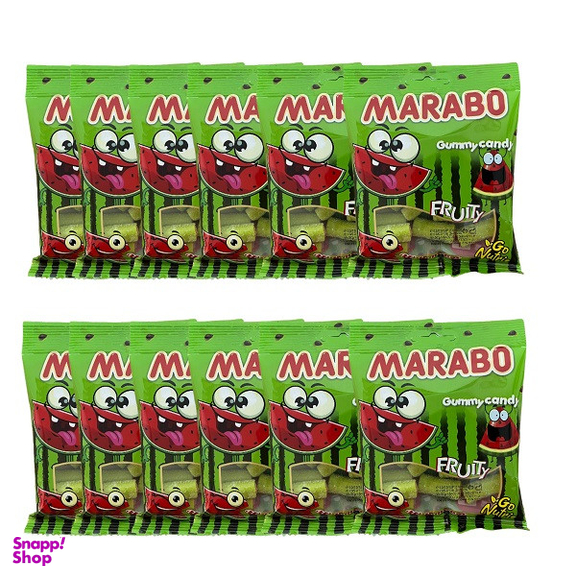 پاستیل لقمه ای هندوانه مارابو وزن 50 گرم بسته 12 عددی