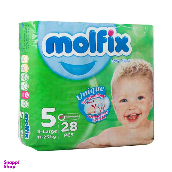 پوشک کودک مولفیکس سایز 5 بسته 28 عددی