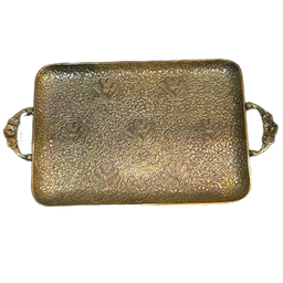 سینی برنجی پایه دار طرح طاووس کد 1003