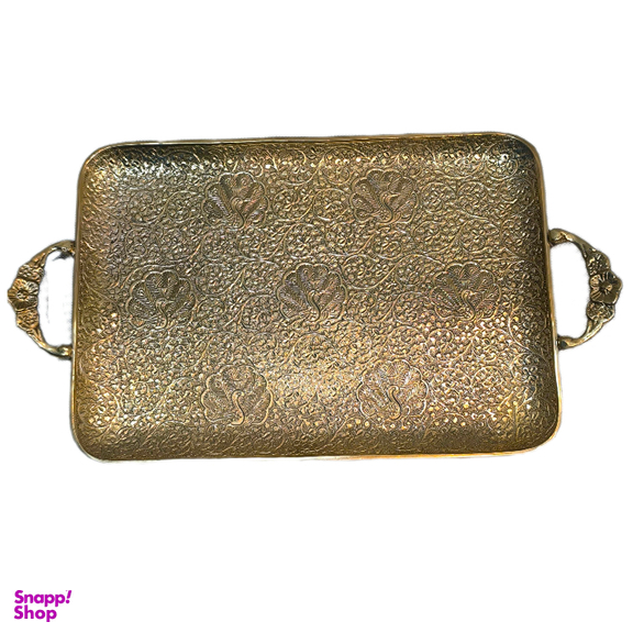 سینی برنجی پایه دار طرح طاووس کد 1003