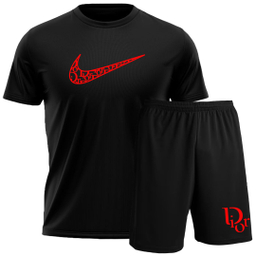 ست تیشرت و شلوارک اسپرت مردانه آلفامد کد TSH002 رنگ مشکی