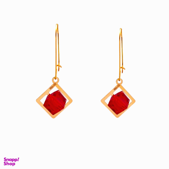 گوشواره طلا 18 عیار زنانه مدل مکعب قرمز کد 2151