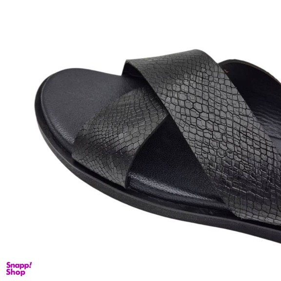 صندل طبی مردانه چرم ریباری مدل H115 رنگ مشکی