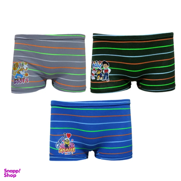 شورت پسرانه راه راه پادار کد 5890 مجموعه 3 عددی