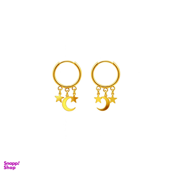 گوشواره حلقه ای طلا 18 عیار زنانه زرلاین مدل ماه و ستاره کد E-8023