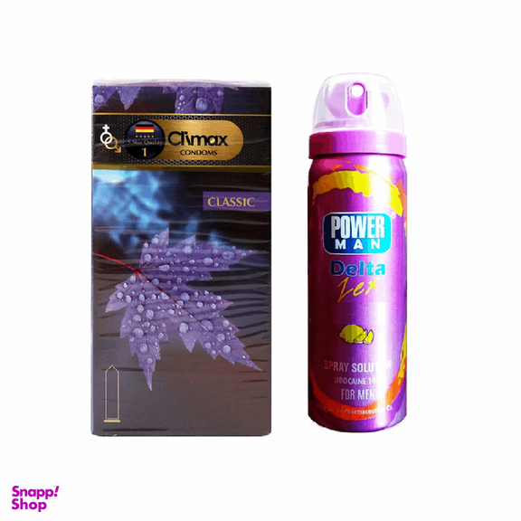 کاندوم کلایمکس مدل Classic 1 بسته 12 عددی به همراه اسپری پاورمن مدل Lemon وزن 60 گرم