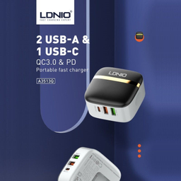 شارژر دیواری الدینیو مدل A3513Q به همراه کابل usb-c