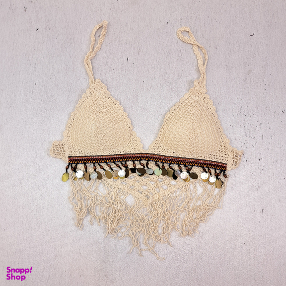تاپ نیم تنه زنانه گیپور کد Solo N03 رنگ کرم
